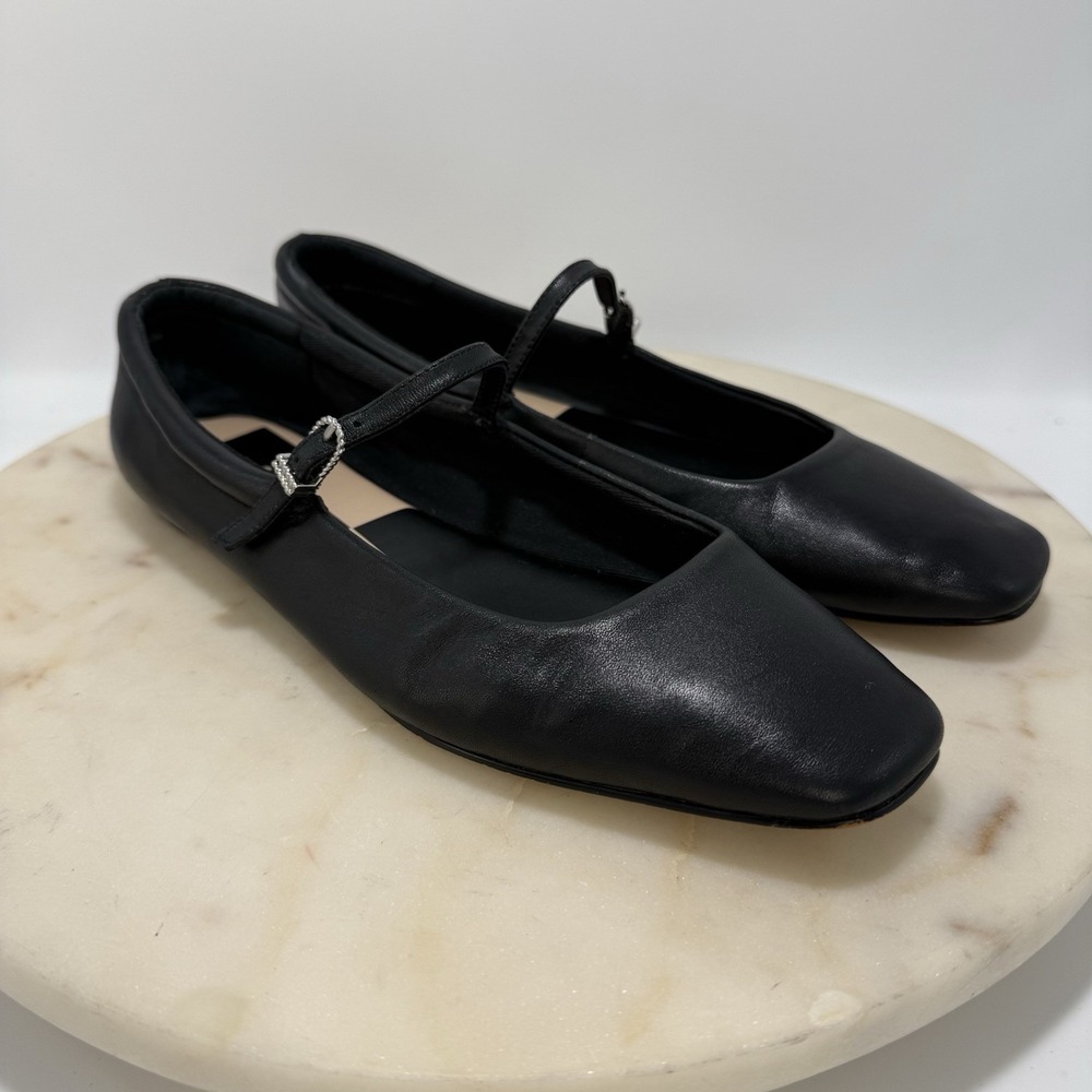Dolce Vita Reyes Womens Ballet Flats 8.5 Black Leather Mary Jane Balletcore